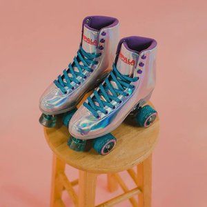 Impala Rollerskates Silver Purple Turquoise Holographic Quad Roller Skates 7 38